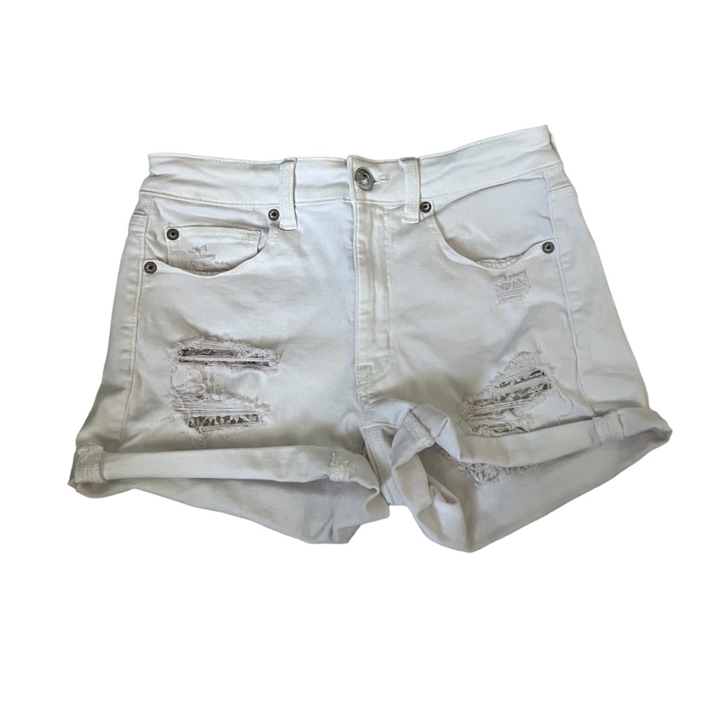 American Eagle white high rise jean shorts